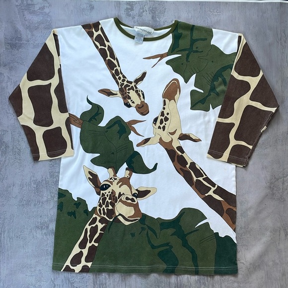 Vintage Other - Vintage 90s Giraffe Graphic Long-Sleeve T-Shirt